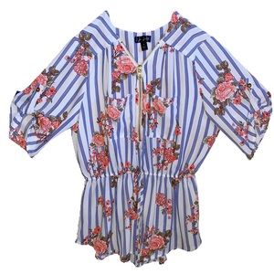 Business Casual Floral Stripped Blouse 🌺
